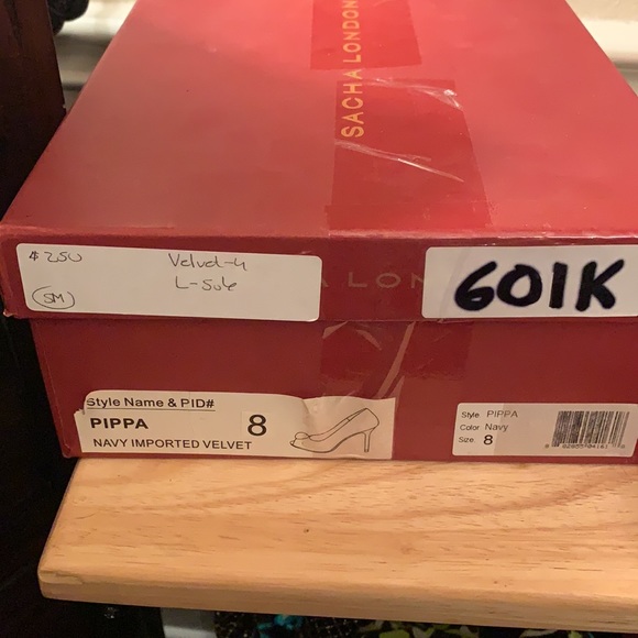 Sacha London Pippa Navy Velvet Peep Toe Heels 💙 - Picture 8 of 8